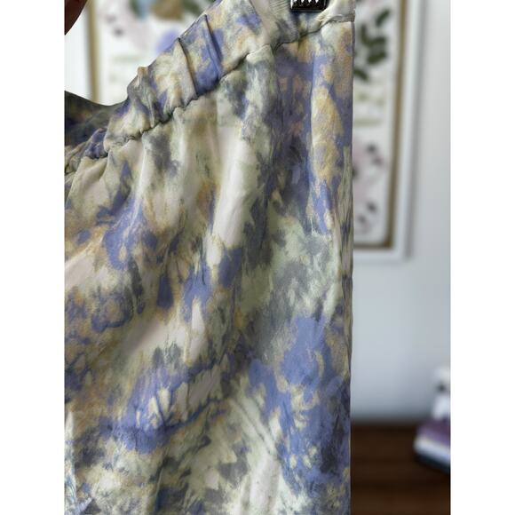 Zara Blue and Cream Marble Pattern Satin Mini Skirt Size Large - Picture 3 of 7